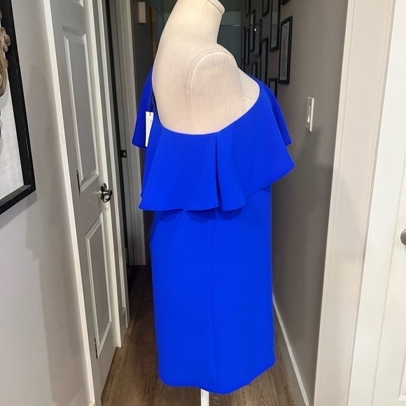 SUGARLIPS cobalt, one shoulder dress with ruffled neckline - Picture 6 of 13